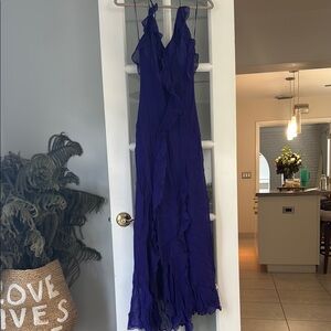 MANGO Purple Ruffled Chiffon Dress